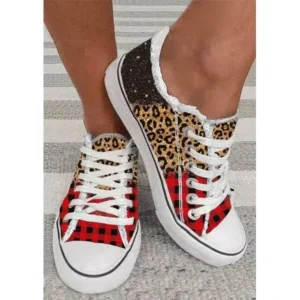 Simkimtim Women Casual 3D Printing Color Leopard Canvas Shoes