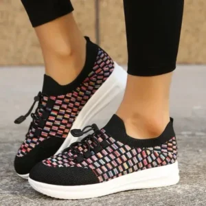 Simkimtim Women Fashion Fly Knit Breathable Fashion Sneakers