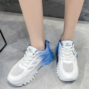 Simkimtim Women Fashion Round Toe Breathable Mesh Gradient Sneakers