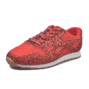 Simkimtim Women Fashion Round Toe Platform Sequins Rhinestone Platform Sneakers