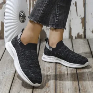 Simkimtim Women Fashion Round Toe Slip-On Flat Non-Slip Lightweight Sneakers