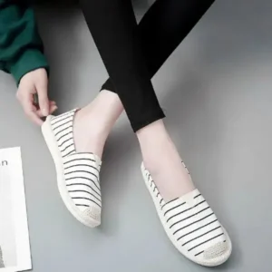 Simkimtim Fashion Stripe Pattern Design Women Round-Toe Casual Espadrilles Shoes