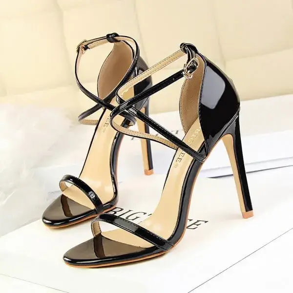 Simkimtim Women Fashion Sexy Hollow Cross Stiletto Heel Sandals