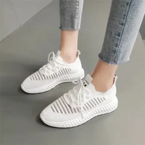 Simkimtim Women Fashion Mesh Cloth Lace-Up Sneakers