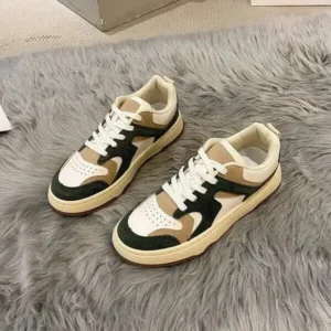 Simkimtim Women Fashion Lace Up Design Color Blocking Sneakers