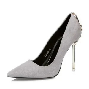 Simkimtim Women Sexy Metal Heel Pointed-Toe High Heels Shoes