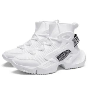 Simkimtim Men'S Fashion Platform White High Top Sneakers