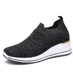 Simkimtim Women Casual Mesh Knit Design Breathable Comfort Wedge Platform Sneakers