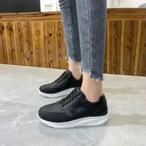 Simkimtim Women Casual Rhinestone Decor Fashion Plus Size Sports Running Shoes Round Toe Sneakers