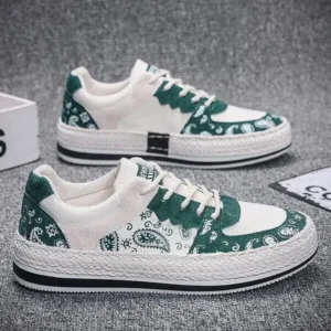 Simkimtim Men Fashion Cashew Flower Printed Canvas Sneakers