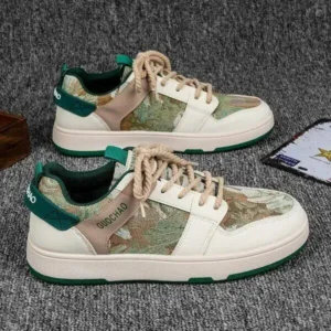 Simkimtim Men'S Casual Retro Secret Forest Oil Painting Pattern Sneakers