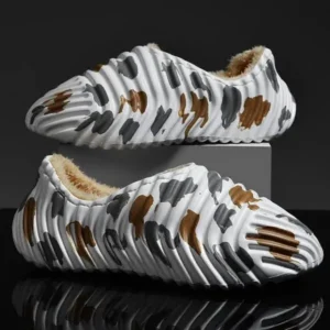 Simkimtim Men'S Fashion Camouflage Coconut Shape Fleece Warm Plush Shoes