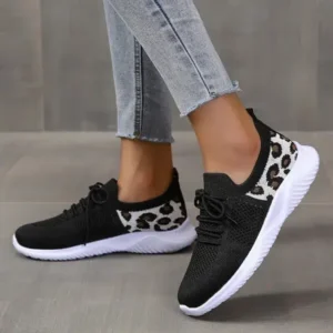 Simkimtim Women Casual Mesh Breathable Leopard Sneakers