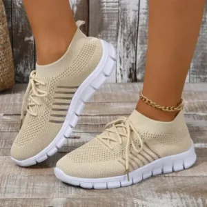 Simkimtim Women Casual Plus Size Solid Color Mesh Breathable Flat Sneakers