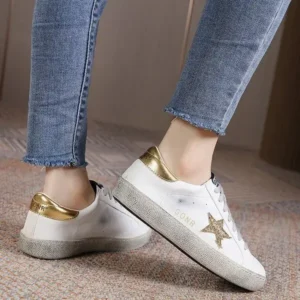 Simkimtim Women Fashion Casual Plus Size Star Round Toe Sneakers