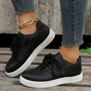 Simkimtim Women Fashion Casual PU Lace-Up Sneakers