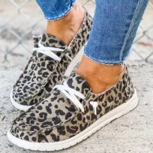 Simkimtim Women Leopard Casual Flat Loafers Shoes