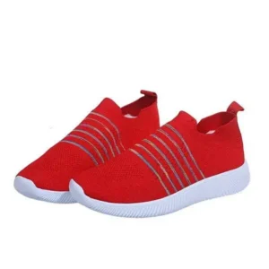 Simkimtim Fashion Casual Solid Color Striped Fly-Woven Mesh Breathable Flat Sneakers