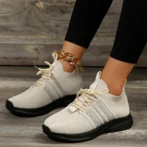 Simkimtim Women Fashion Casual Flying Mesh Breathable Thick-Soled Sneakers