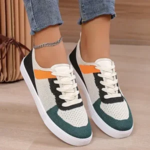 Simkimtim Women Fashion Casual Color Blocking Mesh Fly-Woven Breathable Sneakers