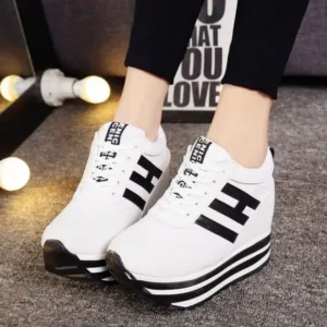 Simkimtim Women Fashion Casual Letter Printed Lace-Up Thick-Soled Sneakers