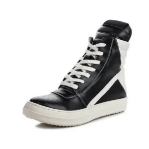 Simkimtim Women Fashion Casual Black White Inverted Triangle High Top Shoes