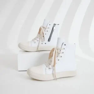 Simkimtim Women Fashionable Hip Hop White High Top Sneakers