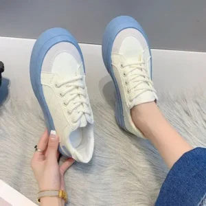 Simkimtim Women Fashion Round Toe Lace-Up Sneakers