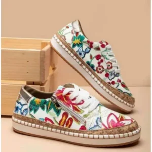 Simkimtim Women Fashion Color Matching Ethnic Style Printed Sneakers