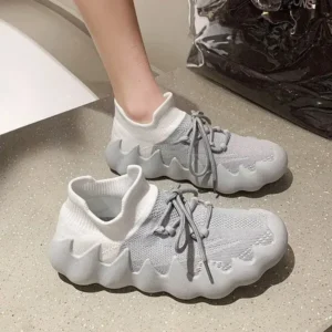 Simkimtim Women Fashion Round ToeWomen Fashion Round Toe Octopus Fly Woven Sneakers Shallow Cut Print Lace Up Flat Sneakers